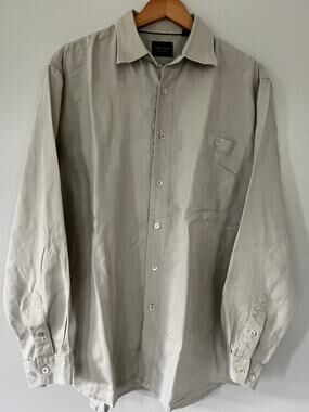 Indigo Palms Men’s L Tan Brown Linen Long Sleeve Button Down Shirt